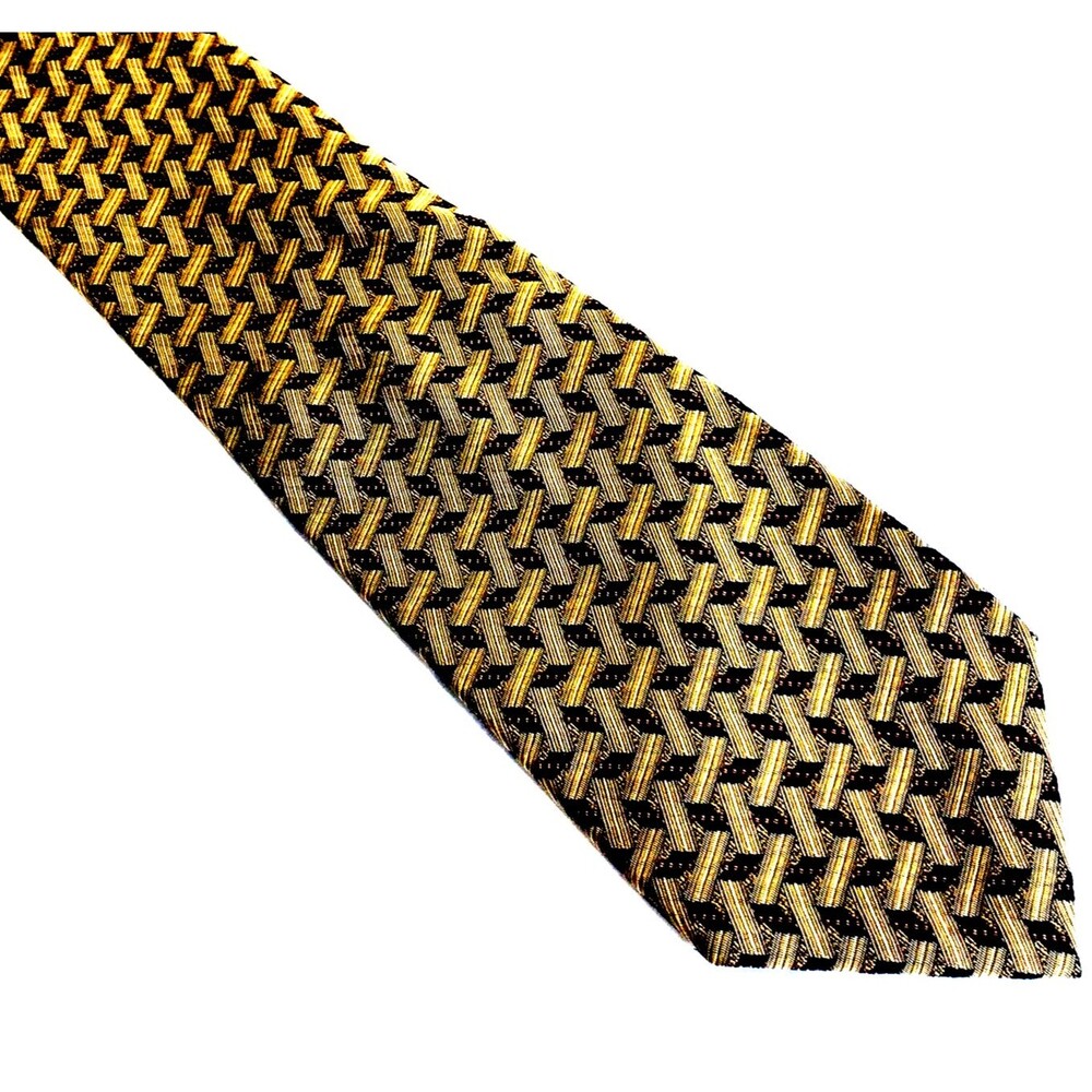 City of London Ferrell Reed Tie Vtg English Silk Gold Coins Bank Finance Brown